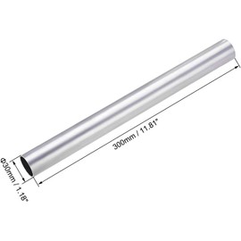 TOP-VIGOR 1Pc 6063 Aluminum Round Tube 30mm OD 27mm ID 300mm Length Metal Seamless Straight Tubing for DIY Crafts Silver