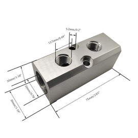 2 Way Pneumatic Manifold Air Distribution Block, G1/2 Supply Port, G1/4-Inch Output Port, Aluminum Alloy