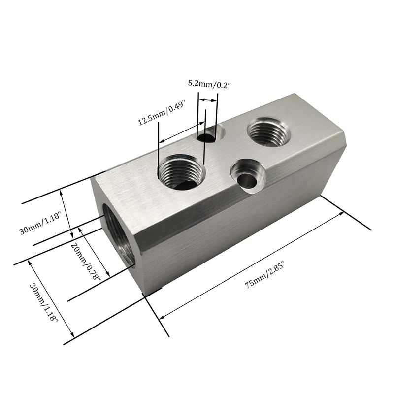 2 Way Pneumatic Manifold Air Distribution Block, G1/2 Supply Port,