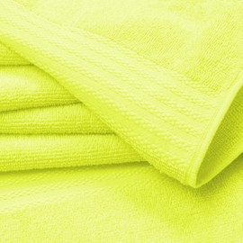 GLAMBURG Ultra Soft 8-Piece Towel Set - 100% Pure Ringspun Cotton, Contains 2 Oversized Bath Towels 27x54, 2 Hand Towels 16x28, 4 Wash Cloths 13x13 - Ideal for Everyday use, Hotel & Spa - Neon Green