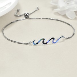 YFN Wave Bracelet 925 Sterling Silver Abalone Shell Ocean Wave Bracelet Ocean Jewelry Beach Gifts For Women