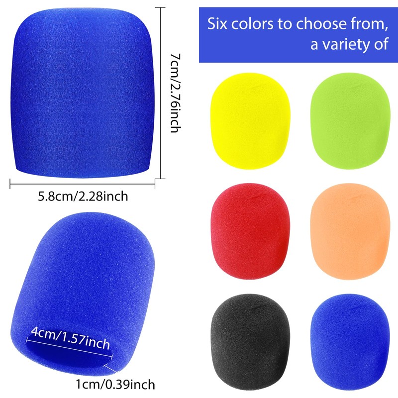 Prasacco Pack of 6 Microphone Wind Protection, Colourful Microphone Cover,