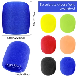 Prasacco Pack of 6 Microphone Wind Protection, Colourful Microphone Cover, Universal Foam Microphone Cover, Reusable, Hand-Washable, Microphone Wind Protection for KTV Stage Performance, Family Party