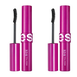 Esika Pro Mega - Máscara impermeable de tamaño completo para pestañas visiblemente más largas y ligeras, color: negro x2