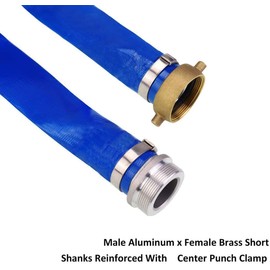 1.5" x 100' Blue PVC Backwash and Discharge Hose for Swimming Pools, Heavy Duty Reinforced Flat Pool Hose with Aluminum Pin Lug Fittings