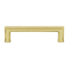 Nostalgic Warehouse Carre' Handle Pull 4" On Center in Unlacquered Brass