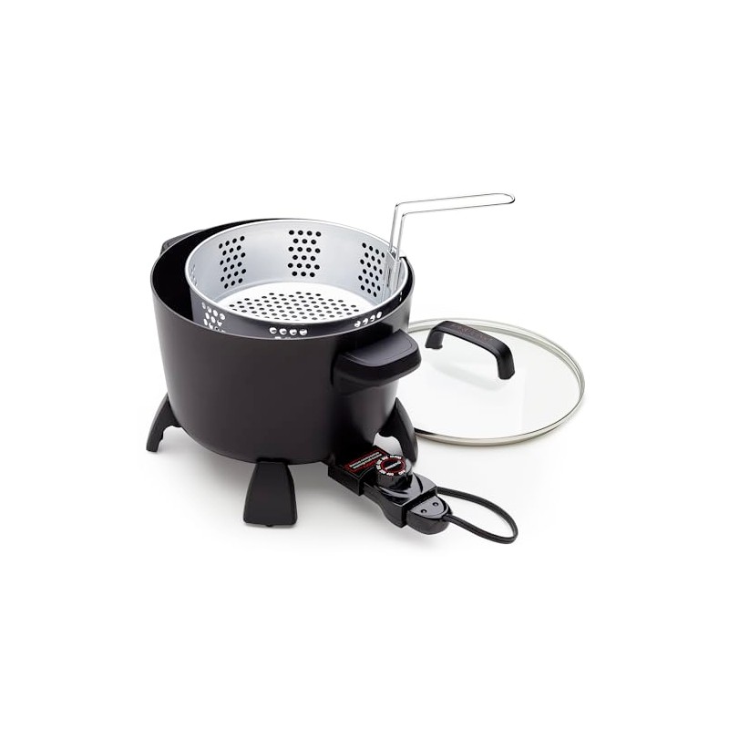 Presto 8-Quart Big Kettle, Steamer and Deep Fryer Multi-Cooker, Black
