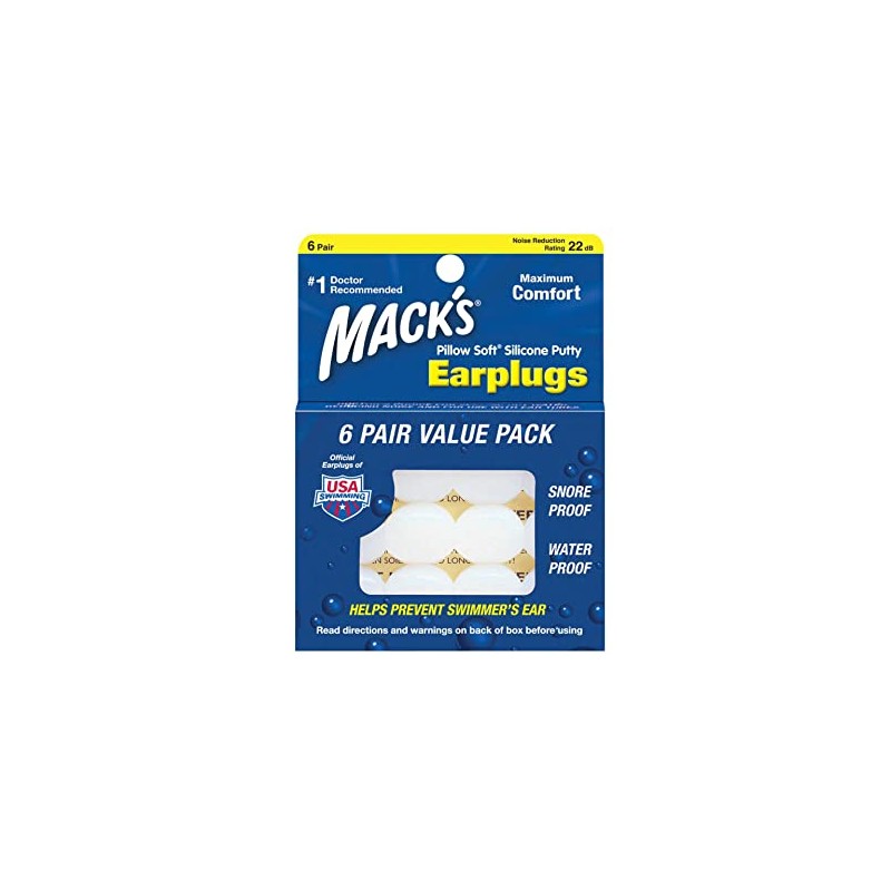 Mack's Silicone Earplugs Value Pack - 6 Packs (36 Count)