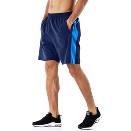 HMIYA Men's Sports Shorts, Quick-Drying Shorts with Zip Pocket, navy blue