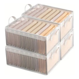 4pz Organizador De Ropa Con Estructura Acero Plegable, Transparente