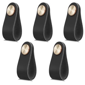 VIVIIHOO Pack of 5 Leather Handles for Furniture - Handmade Cabinet Handles Leather Handles Furniture Handles for Kitchen Cabinets and Wardrobes, Includes Screws