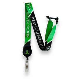 Green Ribbon - Mental Health Matters Awareness Neck Lanyard with Integrated Retractable Badge Reel (10)