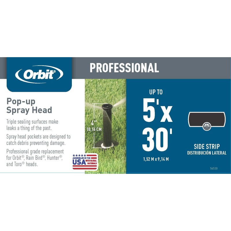 Orbit 54530 4" Professional Pop-Up Spray Head Sprinkler with Side