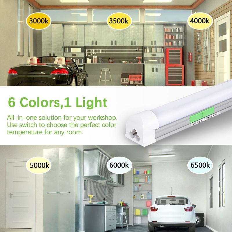 Zi-ZOHNSON 6 Pack 6CCT Tunable 4FT led Shop Lights for