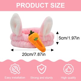 LAKJUOZ Pack of 2 Hair Bands, Make-Up Hairband, Elastic Coral Fleece Hair Bands, Cosmetic Hairband, Rabbit Ears, Hairband for Beauty, Washing, Face, Spa, Yoga