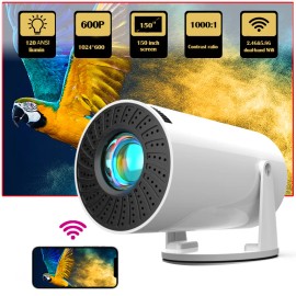 Mini Projectors Native 720p Support Smart Portable Projector with Android, WiFi 6 and Bluetooth 5.0,Home Movie Projectorcolor: White, plug: US