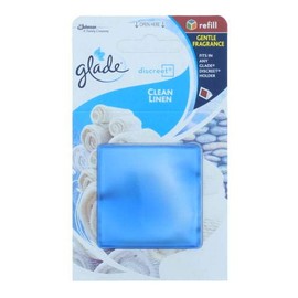 Glade Discreet Air Freshener Refill, Plug In Odour Eliminator for Home,Clean Linen, 8 Refills