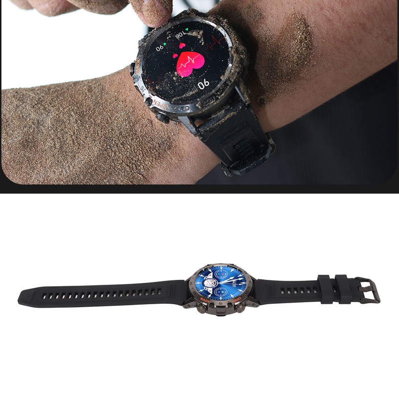 Black Outdoor Smartwatch with Speaker Waterproof Dustproof LCD Bluetooth Intelligent