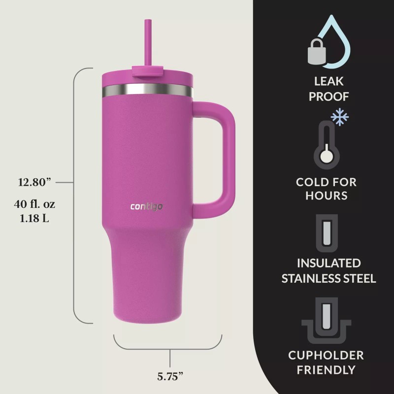 Contigo 40 oz Leak Proof Tumbler with Straw Handle Double