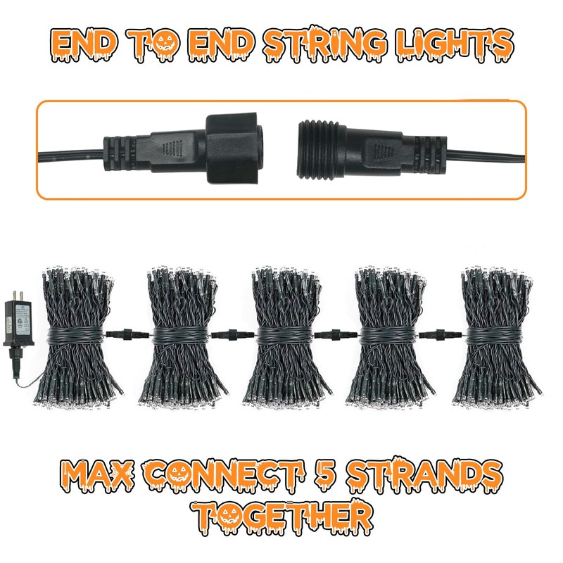 Connectable Purple and Orange Halloween Lights, 2Pack 164ft 400LED 13