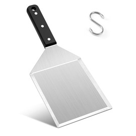 Herogo Burger Spatula, Stainless Steel Large Metal Spatula with Beveled Edges, Smashed Burger Flipper Griddle Spatula for BBQ Grill Turner, Heavy Duty & Solid Handle, Include S Hook, 31x13 cm