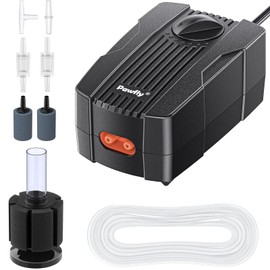 Pawfly 50 GPH Aquarium Air Pump for 10-60 Gallon Fish Tanks Dual Outlet Adjustable Ultra Quiet Aerator Pump with Airline Tubing, Air Stones Connectors, Check Valves and Nano Bio Sponge Filter