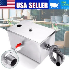dtangor Commercial Grease Trap 8LB Stainless Steel Interceptor Restaurant Kitchen 5GPM