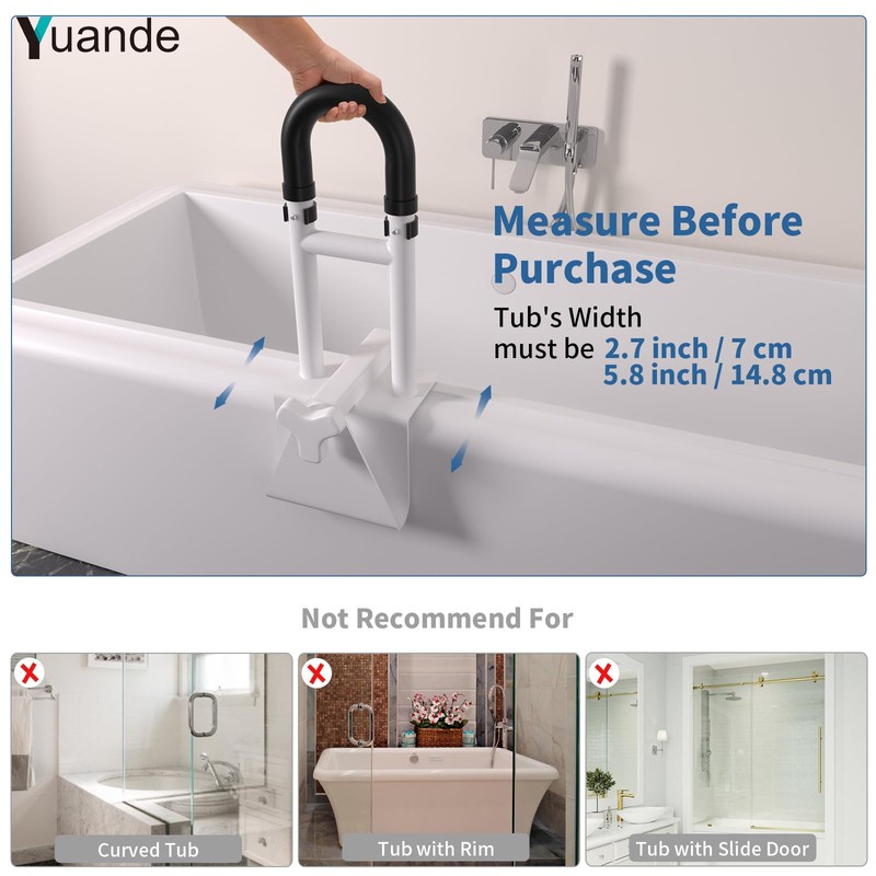 Bathtub Grab Bar, YuanDe 20 x 6 Inch Adjustable Bathtub