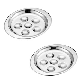 HAN SHENG 2 Pcs 6 Holes Stainless Steel Practical Snail Dish Escargot Plate Food Plate for Hotel Restaurant