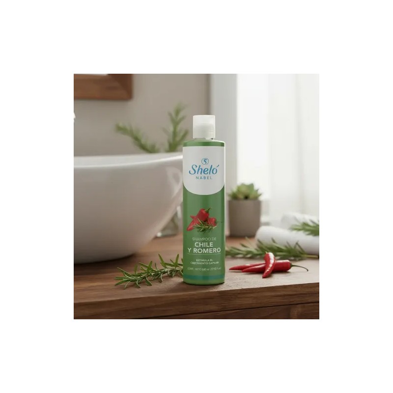 Pack De 4 Shampoos Chile Y Romero 530ml Shelo Nabel