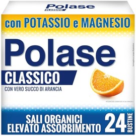 Polase Classico, Magnesio e Potassio,Integratore Alimentare, contro Stanchezza e Fatica Fisica, Caldo, Sali Minerali Organici, Gusto Arancia, 24 Bustine