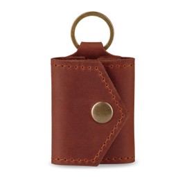 MAKYN Leather Keychain Earrings Holder, Wedding Travel Case, Engagement Holder, Pouch Bag, Workout and Gym Ring Holder (Cognac)