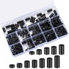 320 Pcs Black Nylon ABS Round Spacers Washers Assortment Kit,