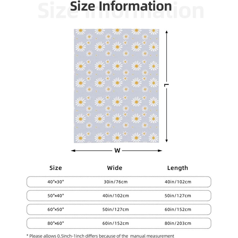 Abucaky Little Daisy Flowers Fleece Throw Blanket Ultra Soft Cozy