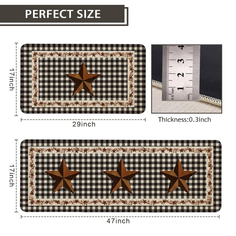 Xspatroias Farmhouse Western Kitchen Rugs Mat Set of 2