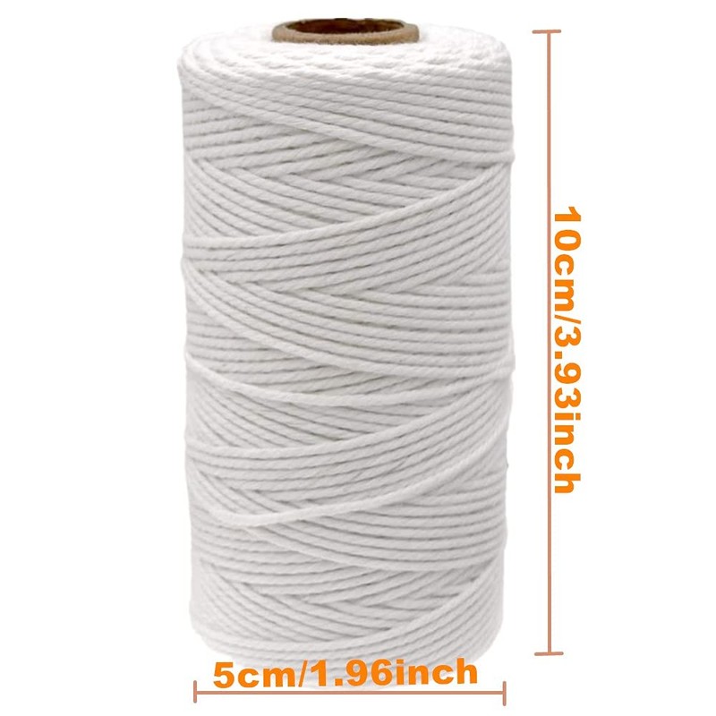 656Feet Cotton Twine String for Cooking/Butchers/Craft/Baker 2MM 8Ply (White)