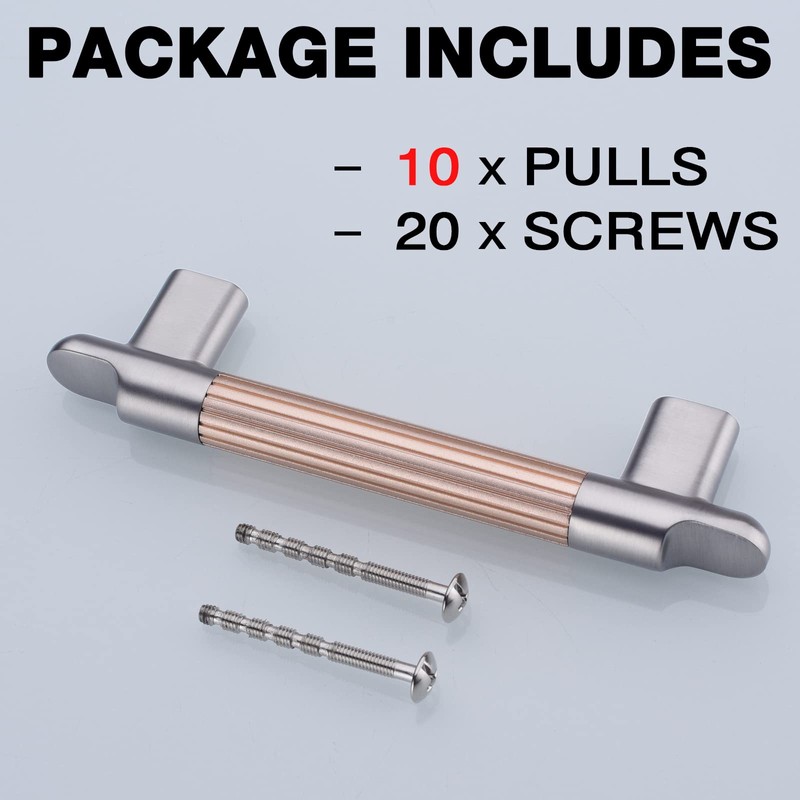 TRUSTMI Cabinet Pulls 10 Packs 4-Inch Hole Center Solid Metal