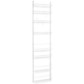 Jumbl Adjustable Wall Mounted 18 Inch Wide Hanging/Over the Door Dantry Organizer and Spice Storage Rack, White