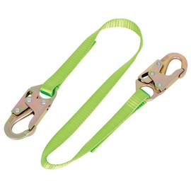 Peakworks Fall Protection Restraint Lanyard with Webbing and 2 Snap Hooks, 6 ft. Length, Green, V815406