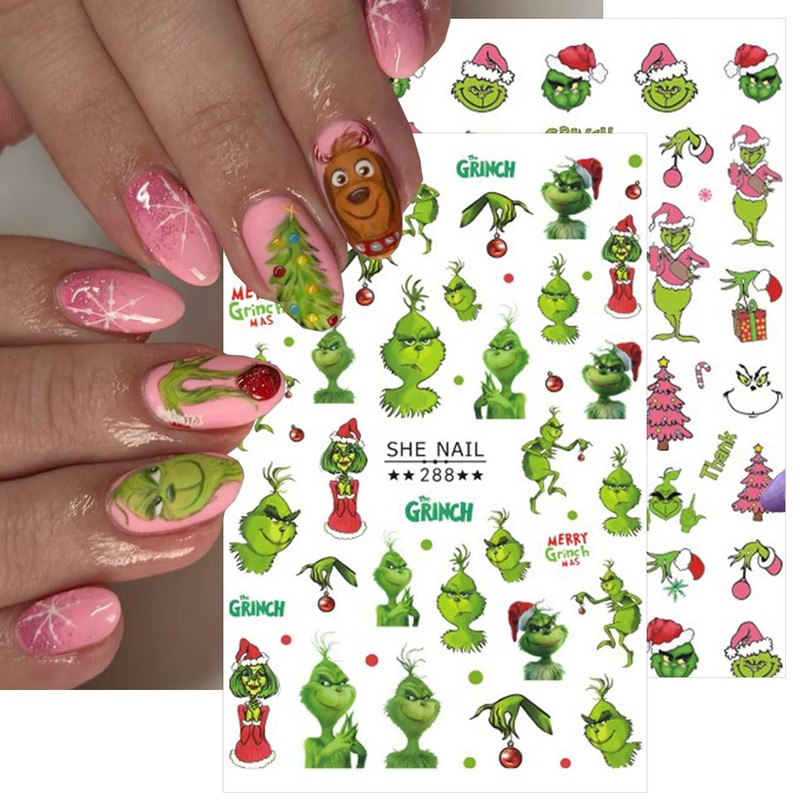 6 Sheets Christmas Nail Art Stickers 3D Christmas Nail Decals
