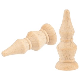 BENECREAT 2Pcs Unfinished Beech Wood Finials, 2x0.7inch Curtain Rod Finials, Craft Decorative Finials for Bed Post, Flagpole Topper, Rocking Chair