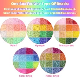 Funtopia Funtopia 34000pcs+ 3mm Seed Beads for Jewelry Making, 5 Types 120 Colors Small Glass Beads for Bracelets, Friendship Bracelet Kit with Alphabet Letter Beads Smile Face Beads for DIY, Art and Craft
