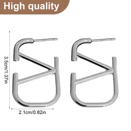 LuLiyLdJ Women's Geometric Earrings with Silver Letters (2 Pieces), Alloy Steel