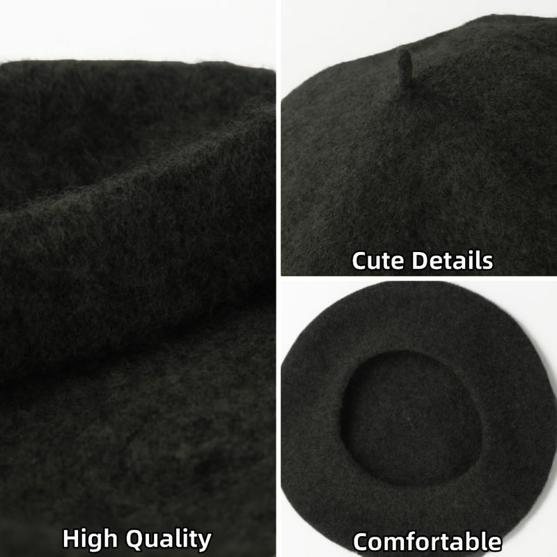 WinsGreat Beret Women's Knit Artist Hat, Wool Blend, Size Adjustable,