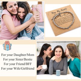 Waves Friendship Bracelets for Bestie - Friendship Gift for Best Friend, Sliver Matching Bracelets for Bff, Forever Love, Friendship Jewelry for Christmas, Birthday, Graduation and Moving