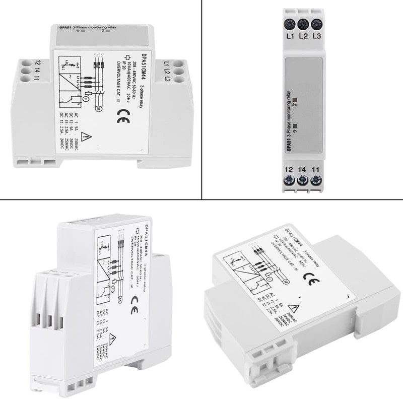 3-Phase Monitoring Relay, DPA51CM44 3-Phase Monitoring Relay Phase Sequence Protector