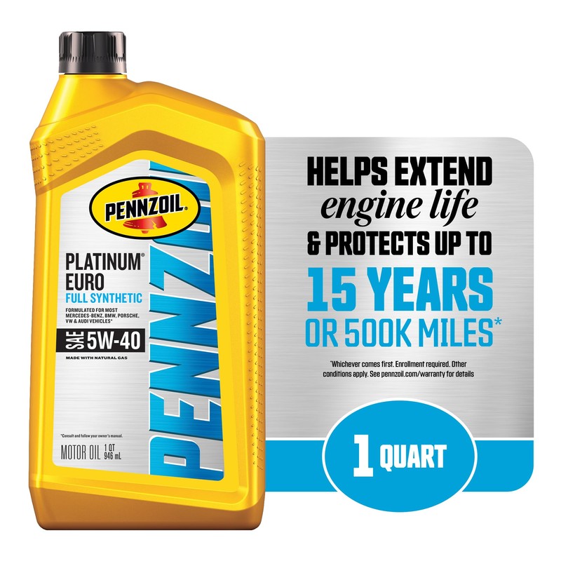 Pennzoil Platinum Euro Full Synthetic 5W-40 Motor Oil, 1 Quart