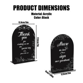 2pcs Acrylic Wedding Signs for Reception, 7x5 Inch Cards and Gifts Sign with Stand Arch Rustic Wedding Sign 2 Types Wedding Table Decoration for Ceremony Party Reception