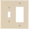 Leviton 2-Gang 1-Toggle 1-Decora/GFCI Combination Wallplate, Midway Size, PJ126-T, Light