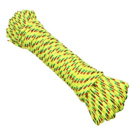 BoxerTool 3/8” x 75 Ft Diamond Braided Rope – UV and Weather Resistant – Abrasion Resistant – Heavy Duty Rope 2,000lbs Breaking Strength (Yellow)